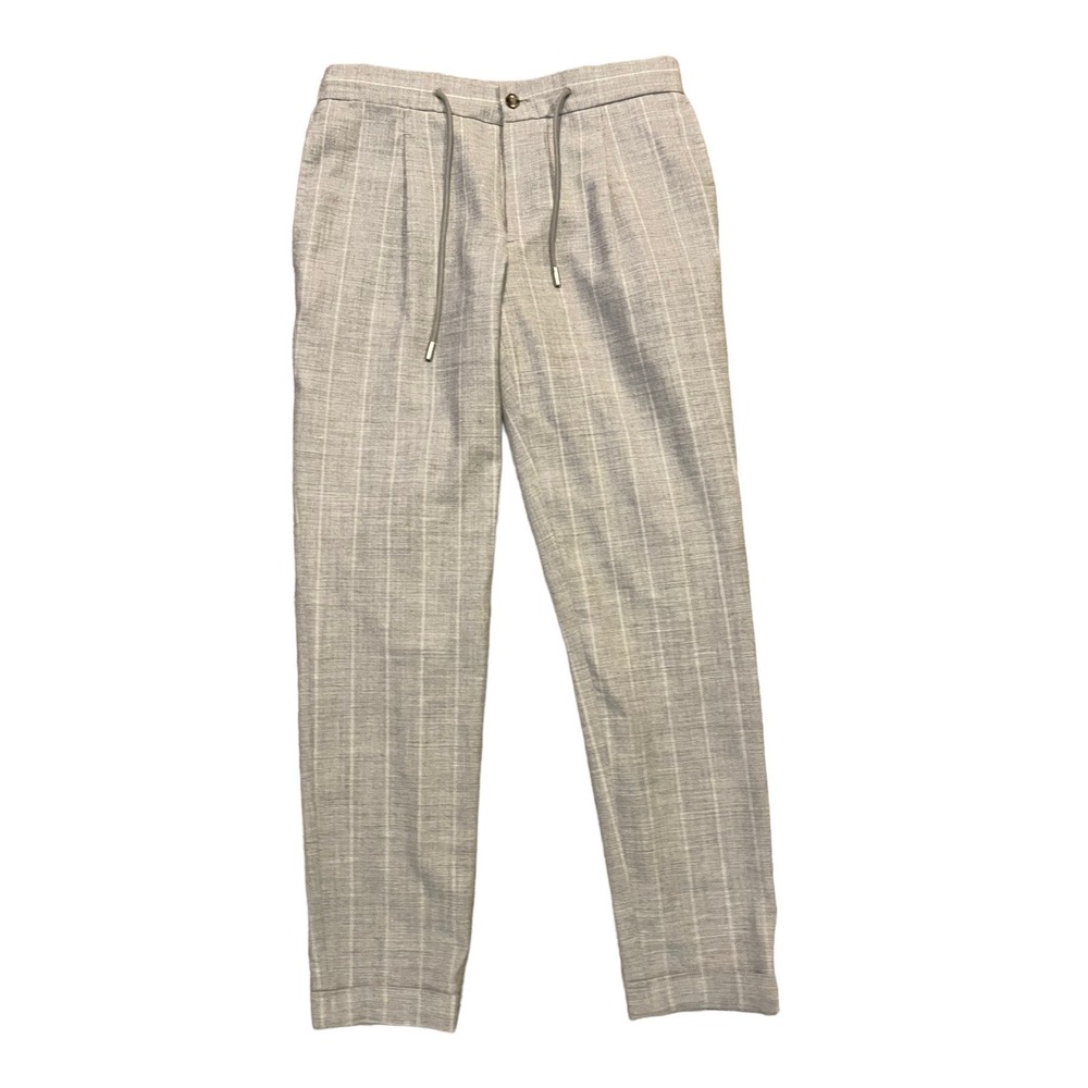 Atelier Munro‎ Wool Casual / Dress Pants Pleated Cuffed Sz 32X31 US Gray Striped